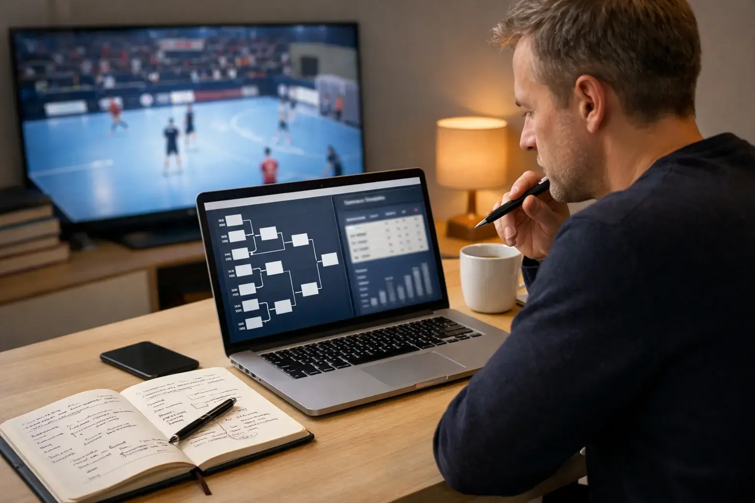 Analytiker der studerer EM-håndbold data og odds før turnering
