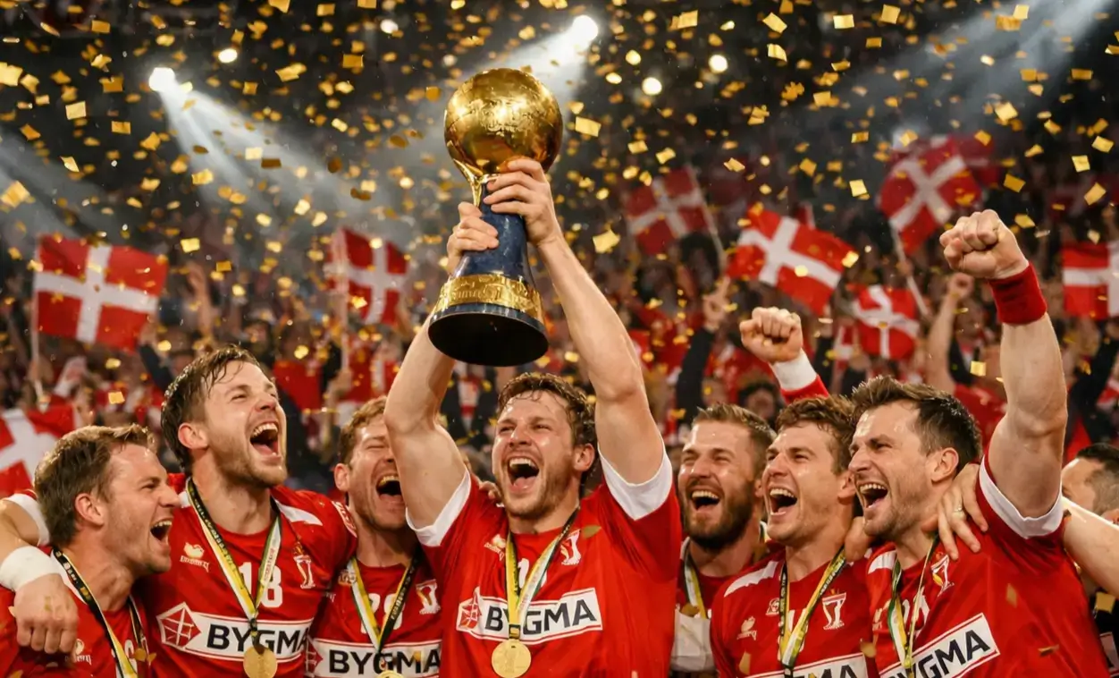 Dansk håndboldlandshold fejrer VM-sejr med begejstrede fans