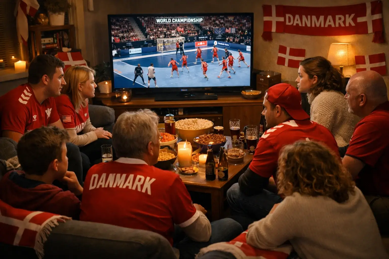 Danske fans samlet omkring fjernsyn til fælles VM-kampvisning